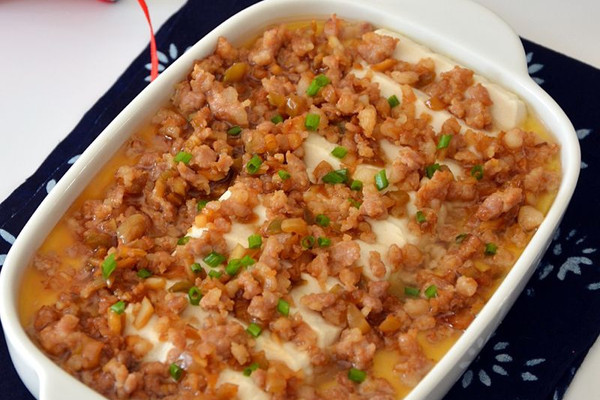 豆腐肉末蒸蛋