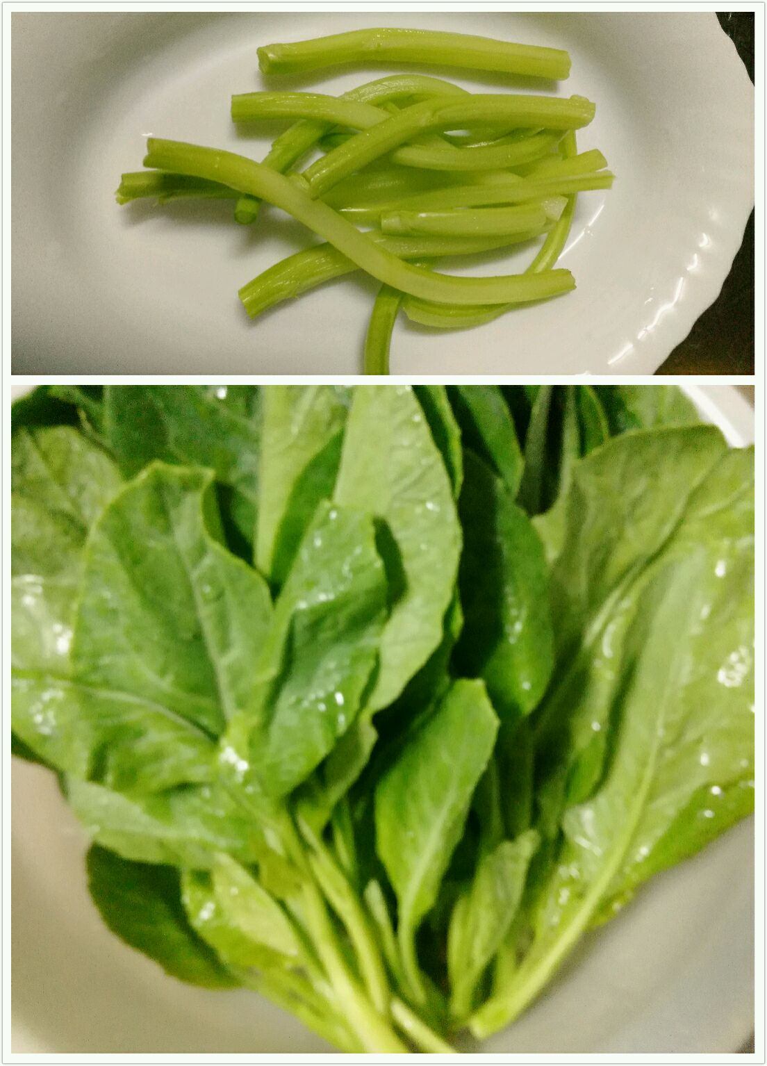 先将青菜菜洗干净,把菜叶跟梗分开