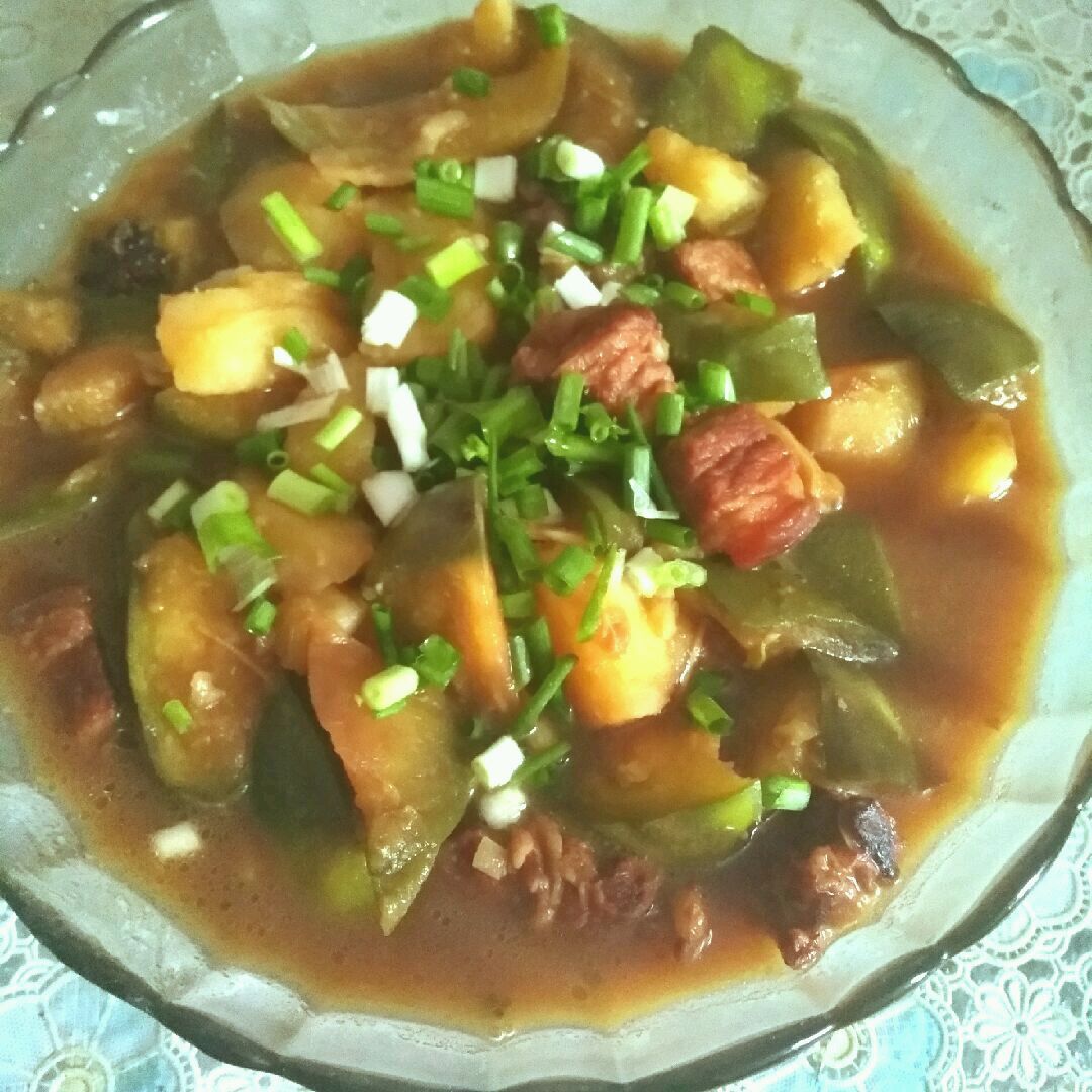 红烧肉炖茄子土豆