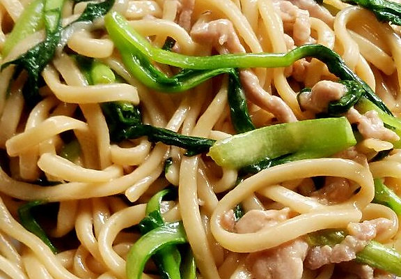 青菜肉丝炒面