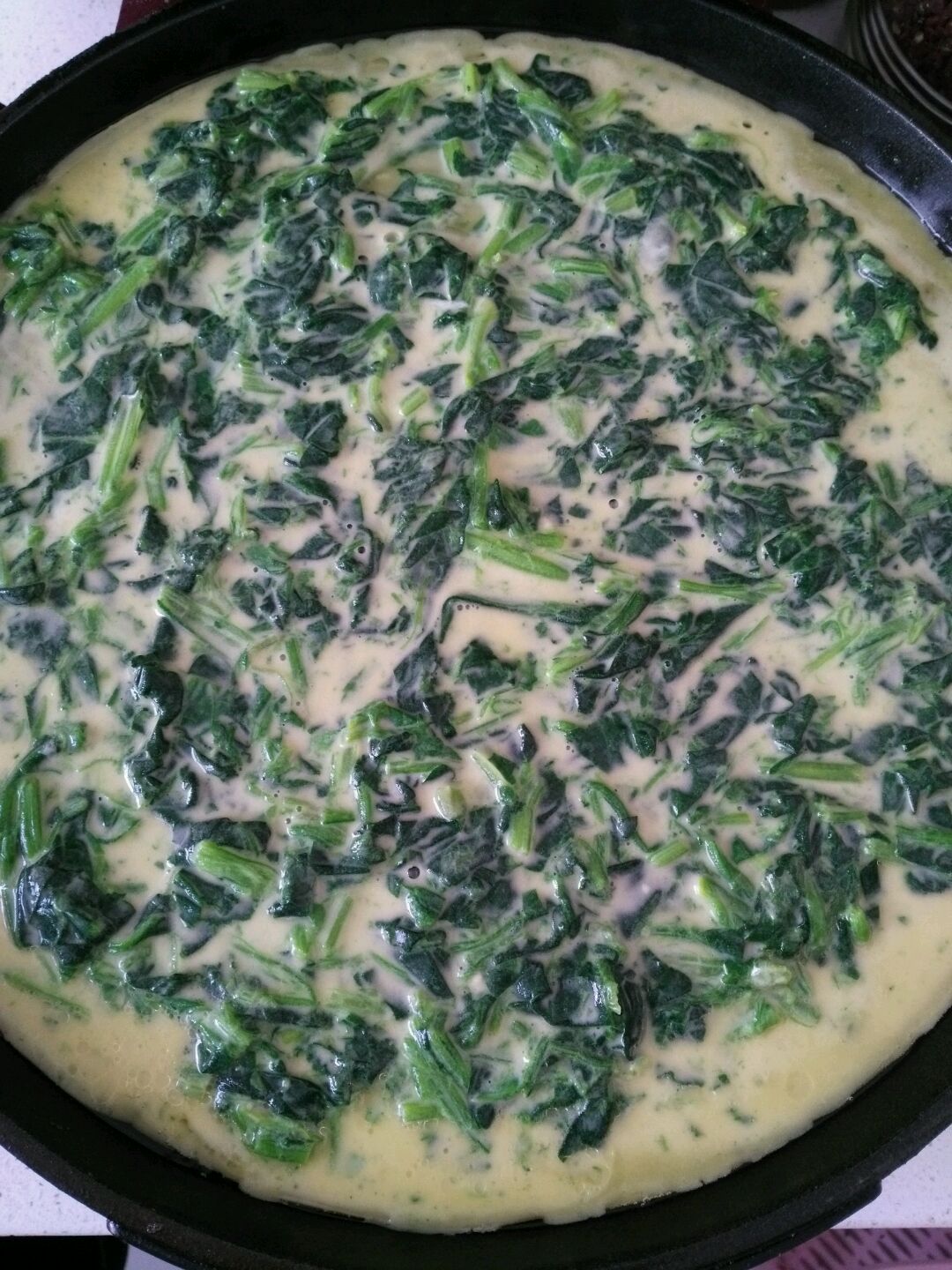 菠菜鸡蛋面糊