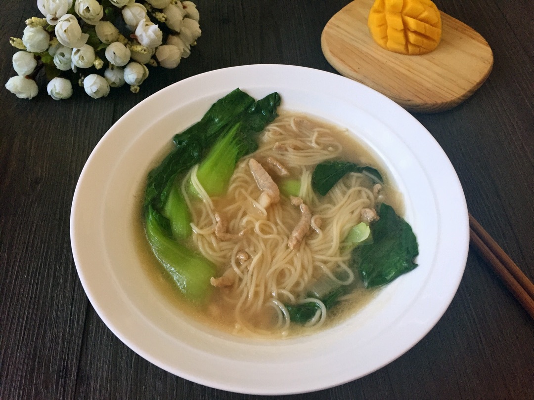 青菜肉丝面(宝宝食谱)的做法