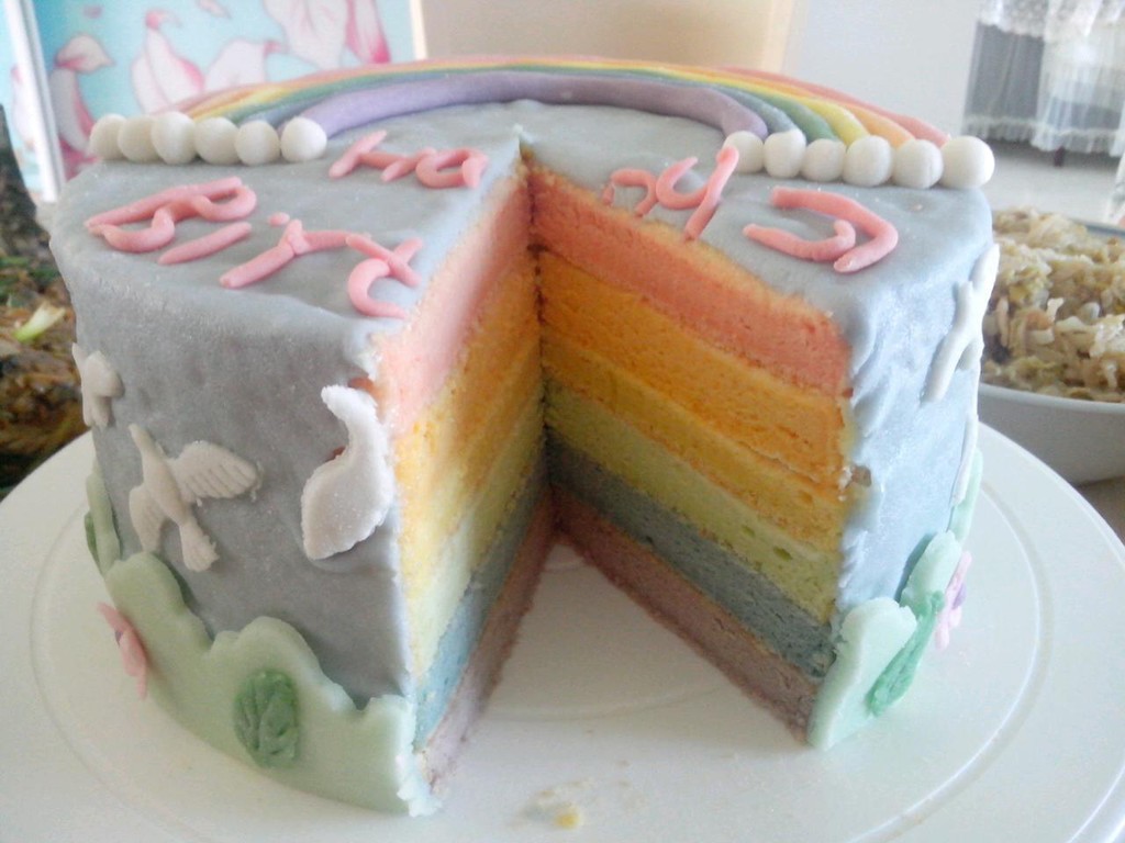 彩虹蛋糕的做法_菜谱_豆果美食