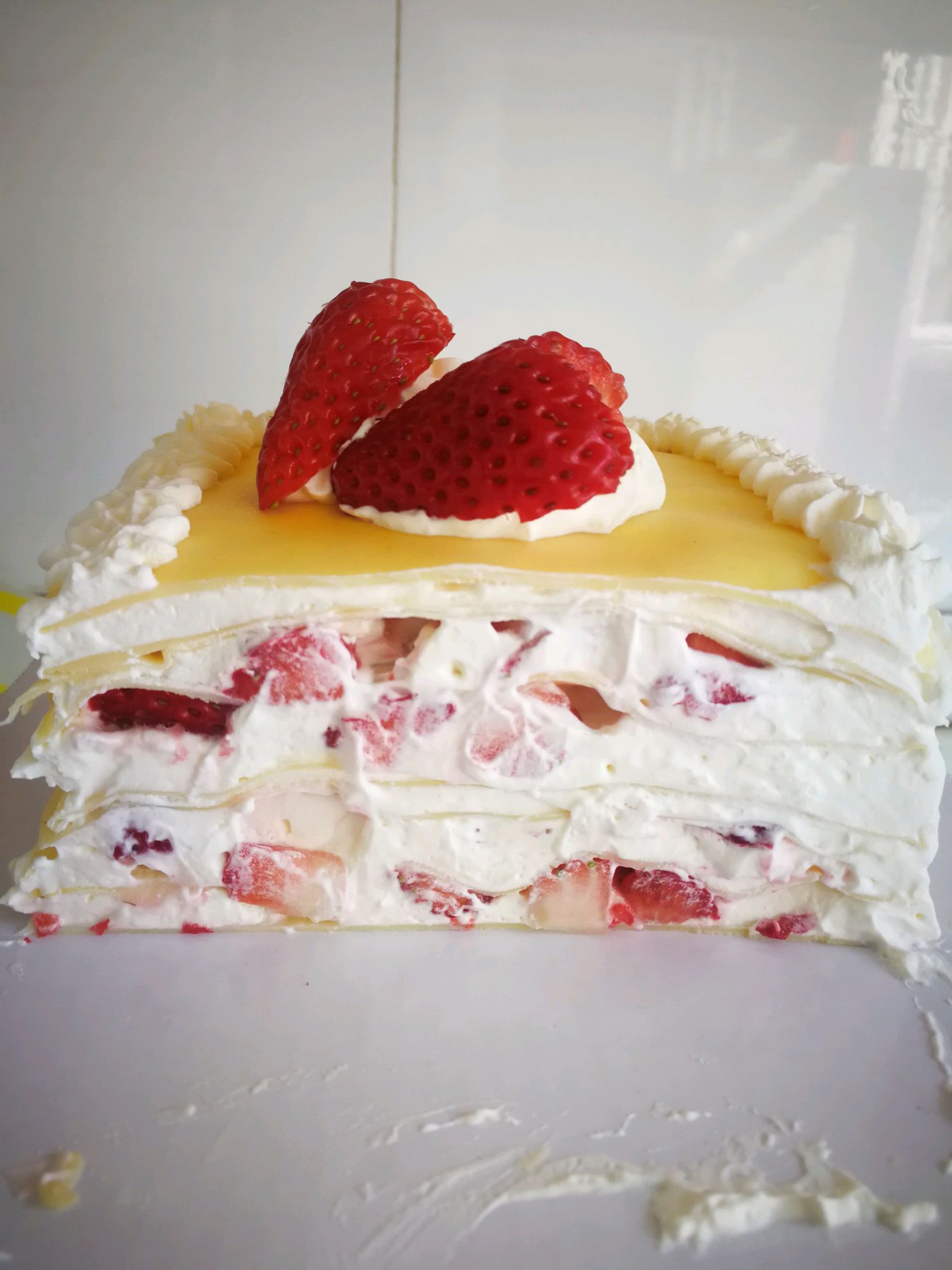 草莓千层蛋糕的做法_【图解】草莓千层蛋糕怎么做如何做好吃_草莓千层蛋糕家常做法大全_江予璨_豆果美食