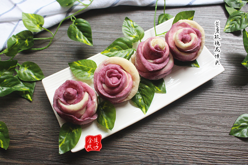 高颜值的紫薯玫瑰花馒头你爱吗?
