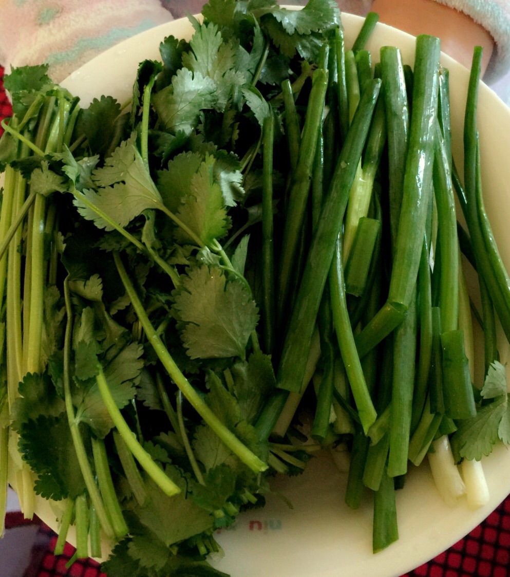 香葱,香菜切段,长条!备用