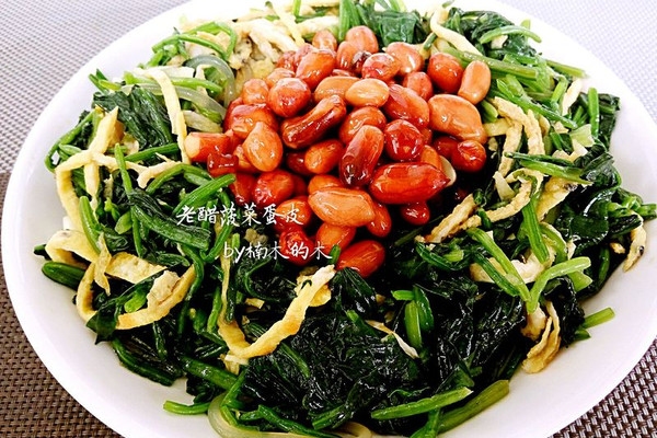 老醋菠菜蛋皮花生米
