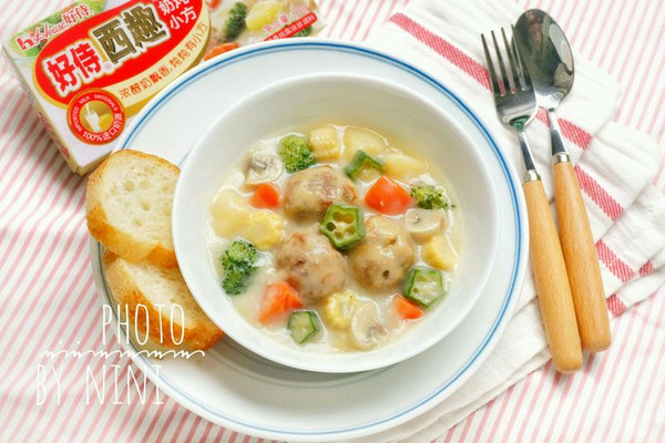 奶油丸子炖菜#手残党vs西餐大厨