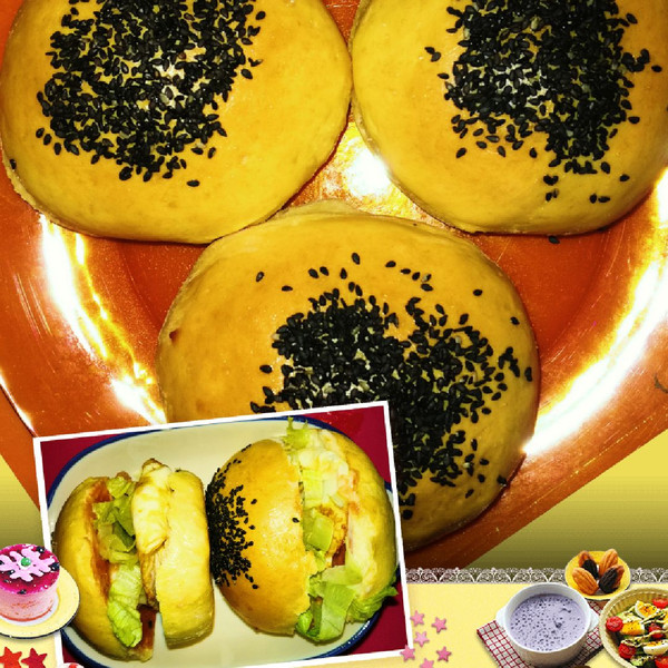 达令达令的使用小麦汉堡包#熙悦早餐高筋漫画自制架食品图片