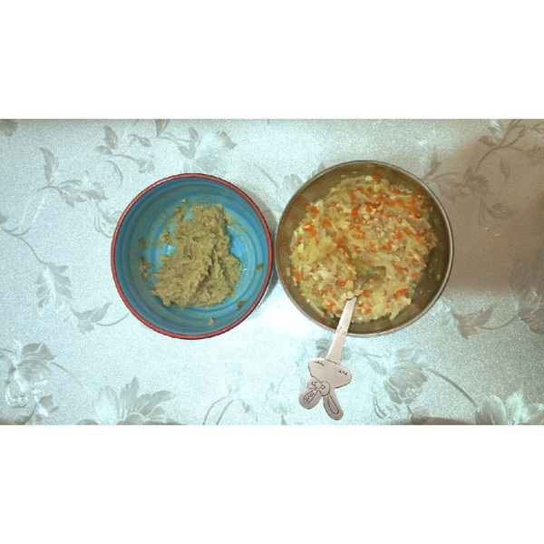 A邂逅零食屋的宝宝辅食芝麻酱拌茄子,肉沫胡萝