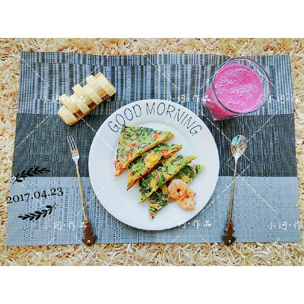 小珂作品的蔬菜鸡蛋饼做法的学习成果照