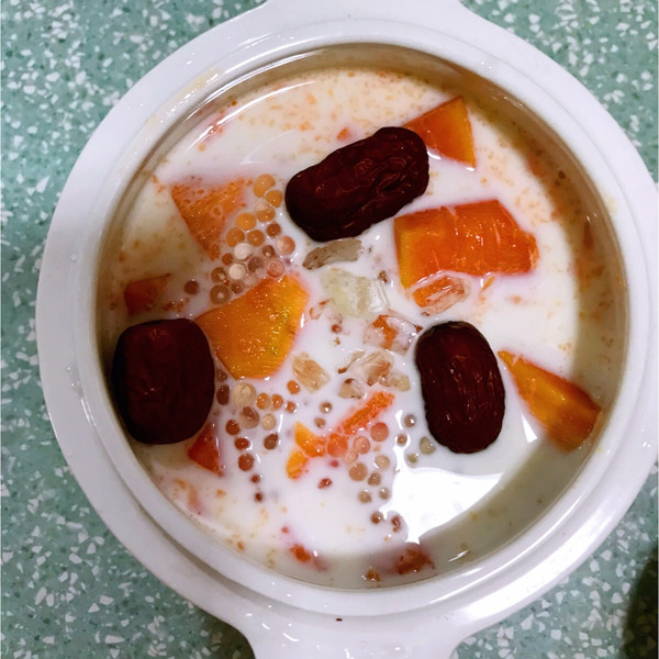 kootti的木瓜红枣炖牛奶做法的学习成果照
